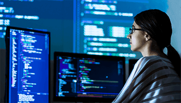 A women watching data