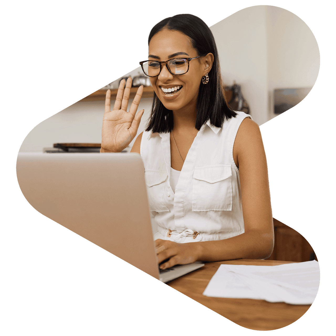  woman on a video call on laptop
